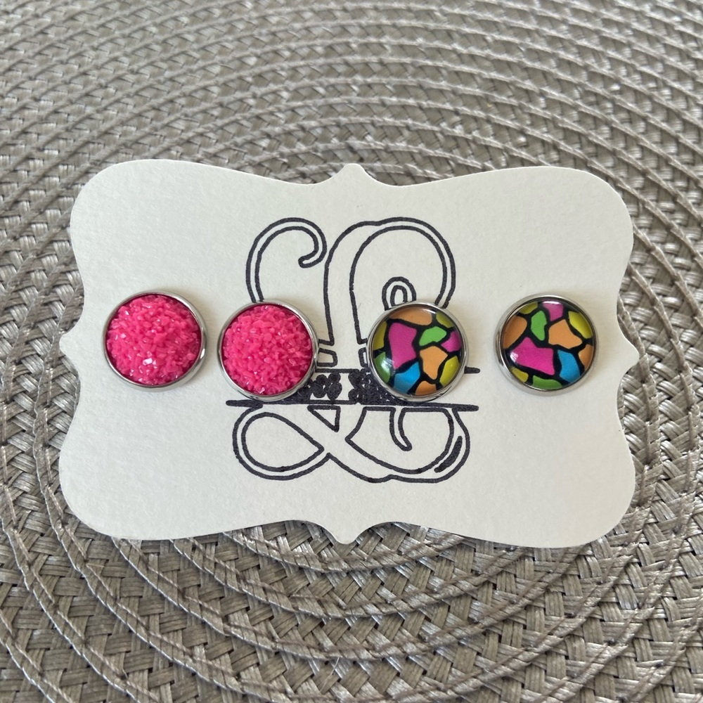 Multi-Color Giraffe spots & pink druzzy